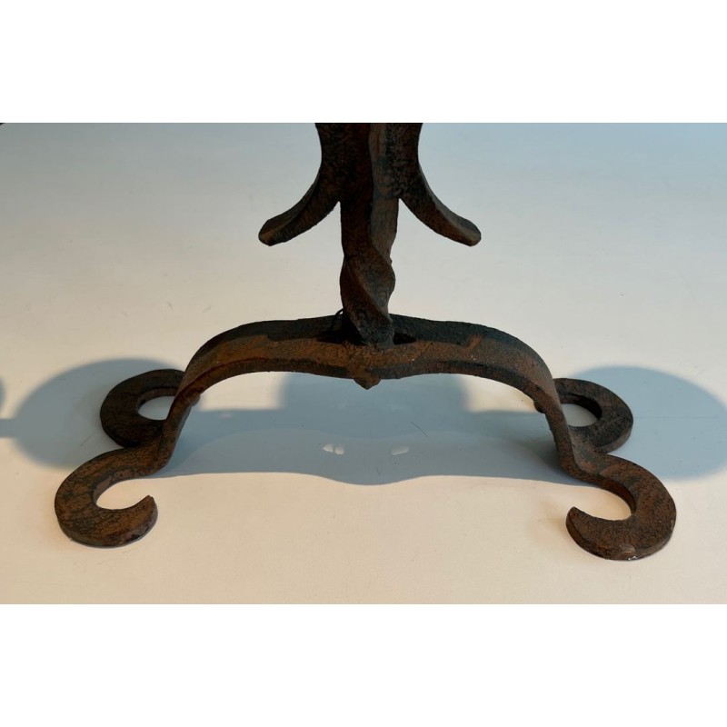 Five-Light Wrought Iron Candelabra, French Work, circa 1950
