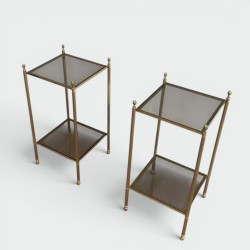 Maison Jansen Brass Side Tables, Smoked Glass, circa 1940 | Maison BARROIS