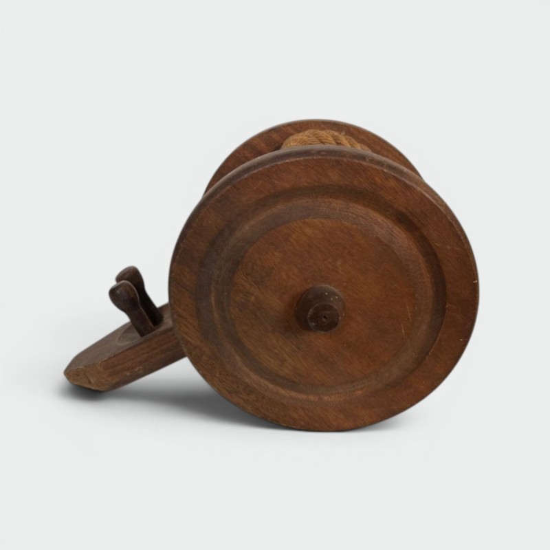 Porte-Bouteille en Forme de Canon en Bois Tourné et Corde par Audoux-Minet, France, vers 1970