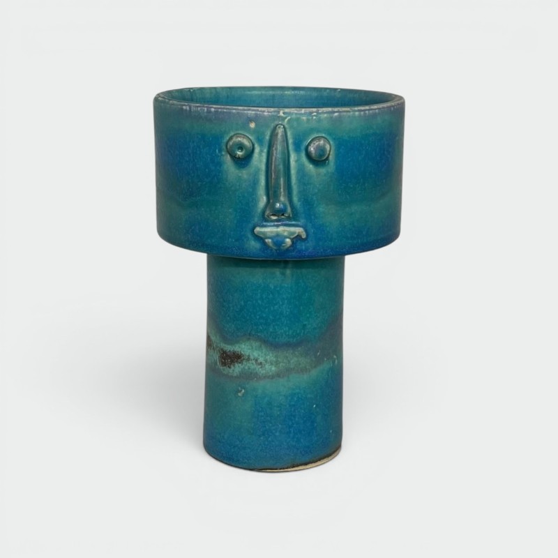 Turquoise-Glazed Zoomorphic Ceramic Pitcher Signed by Didier Toulemonde