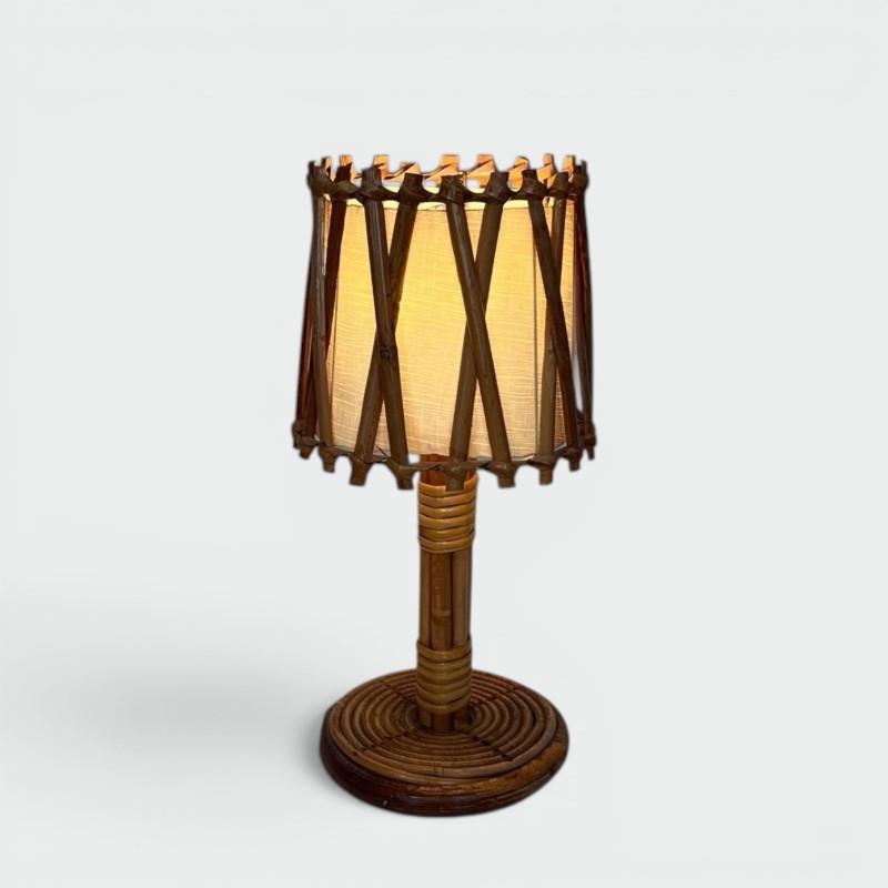 Rattan Table Lamp by Louis Sognot