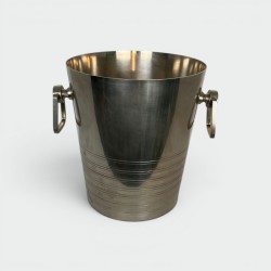 Seau à Champagne Art Déco en Métal Argenté à Anses en Anneau, France, vers 1930