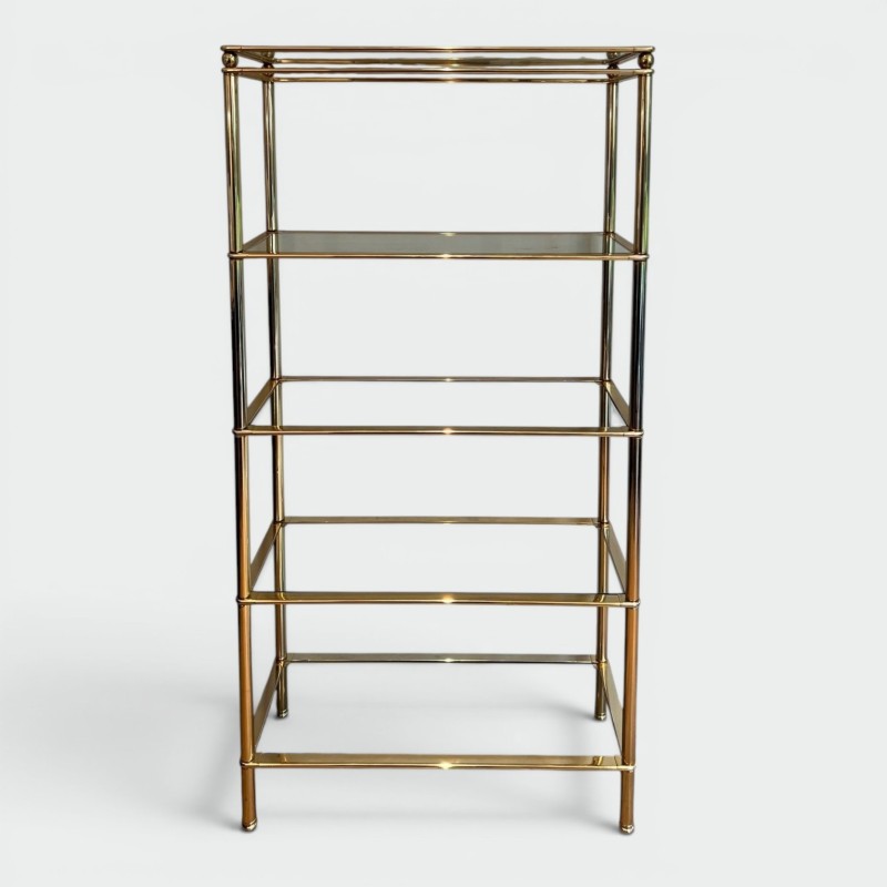 Five-Tier Gilt Chrome and Glass Étagère — French, circa 1970