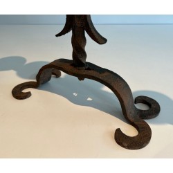 Five-Light Wrought Iron Candelabra, French Work, circa 1950