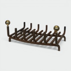 Porte-Bûches Corbeille en Fer Forgé et Laiton à Boules, vers 1970