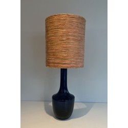 Lampe de Table en Verre Soufflé Bleu, Travail Français ou Italien, vers 1970