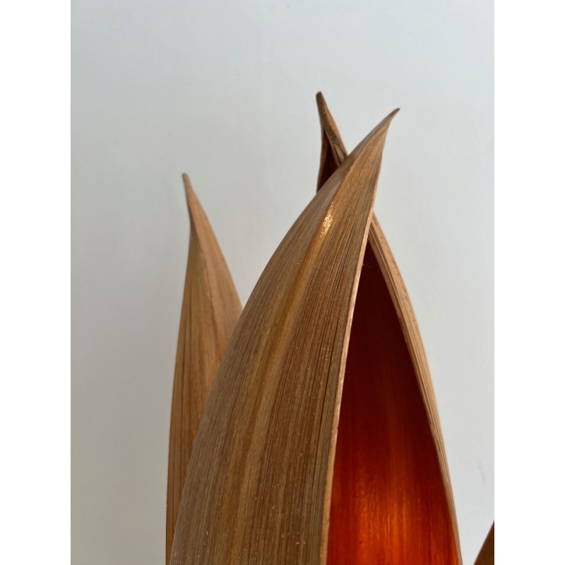 Lampe de Table Palmier et Corde en Rotin, Travail Français, vers 1970
