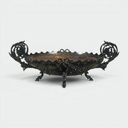 Surtout de Table Signé en Métal Argenté Ciselé à Décors Rococo, France, vers 1900