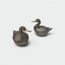 Paire de Seaux à Glaçons en Forme de Canard en Métal Argenté par Mauro Manetti, Florence, vers 1970