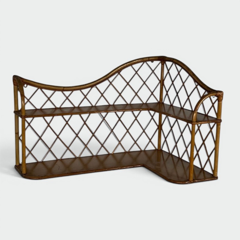 Étagère d’Angle Rotin, attr. Audoux-Minet — Travail Français, vers 1950