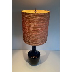 Lampe de Table en Verre Soufflé Bleu, Travail Français ou Italien, vers 1970