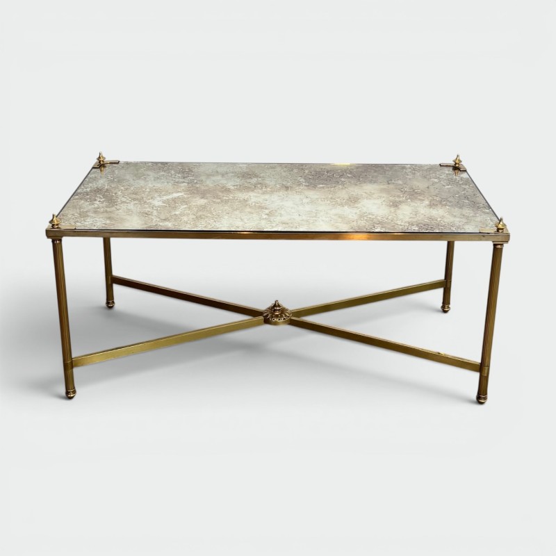 Table Basse Rectangulaire en Laiton à Plateau de Miroir Vi | Maison Barrois
