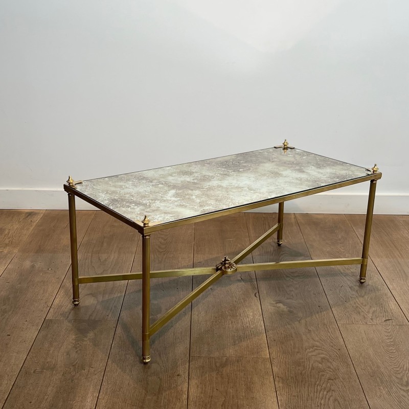 Table Basse Rectangulaire en Laiton à Plateau de Miroir Vi | Maison Barrois