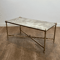 Table Basse Rectangulaire en Laiton à Plateau de Miroir Vi | Maison Barrois