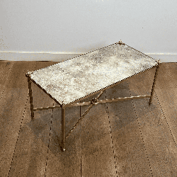 Rectangular Coffee Table in Brass with Aged Mirror Top, Co | Maison Barrois