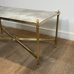 Table Basse Rectangulaire en Laiton à Plateau de Miroir Vi | Maison Barrois