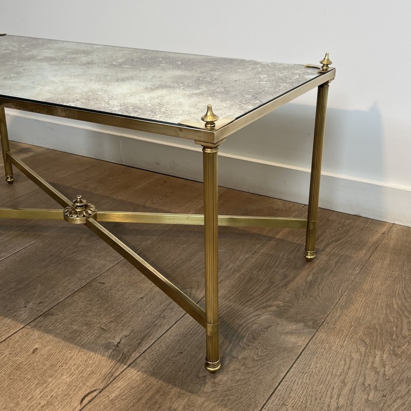 Table Basse Rectangulaire en Laiton à Plateau de Miroir Vi | Maison Barrois
