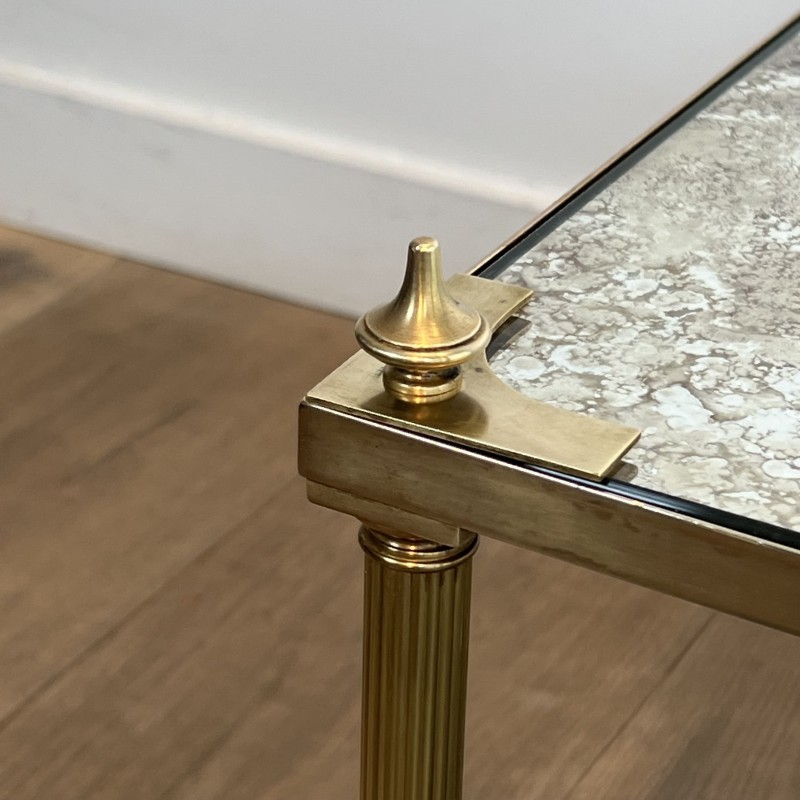 Table Basse Rectangulaire en Laiton à Plateau de Miroir Vi | Maison Barrois