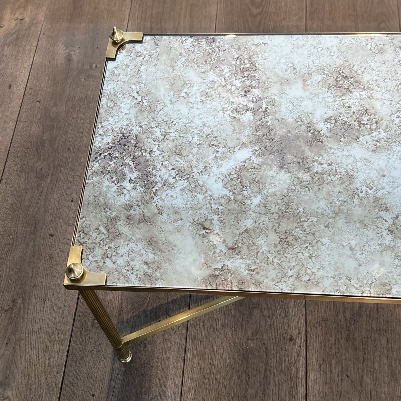 Table Basse Rectangulaire en Laiton à Plateau de Miroir Vi | Maison Barrois