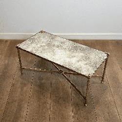 Table Basse Rectangulaire en Laiton à Plateau de Miroir Vi | Maison Barrois