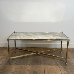 Table Basse Rectangulaire en Laiton à Plateau de Miroir Vi | Maison Barrois