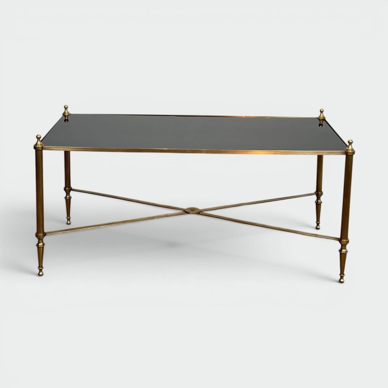Table Basse Rectangulaire en Laiton à Plateau de Verre Laq | Maison Barrois