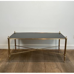 Table Basse Rectangulaire en Laiton à Plateau de Verre Laq | Maison Barrois