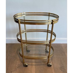 Table Roulante Ovale en Laiton Doré à Trois Plateaux de Ve | Maison Barrois