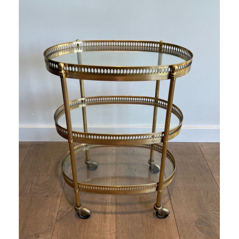Table Roulante Ovale en Laiton Doré à Trois Plateaux de Ve | Maison Barrois