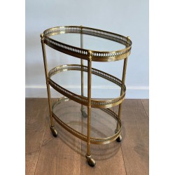 Table Roulante Ovale en Laiton Doré à Trois Plateaux de Ve | Maison Barrois