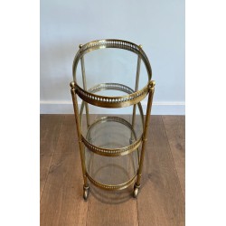 Table Roulante Ovale en Laiton Doré à Trois Plateaux de Ve | Maison Barrois
