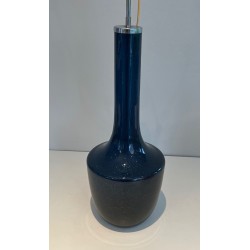 Lampe de Table en Verre Soufflé Bleu, Travail Français ou Italien, vers 1970