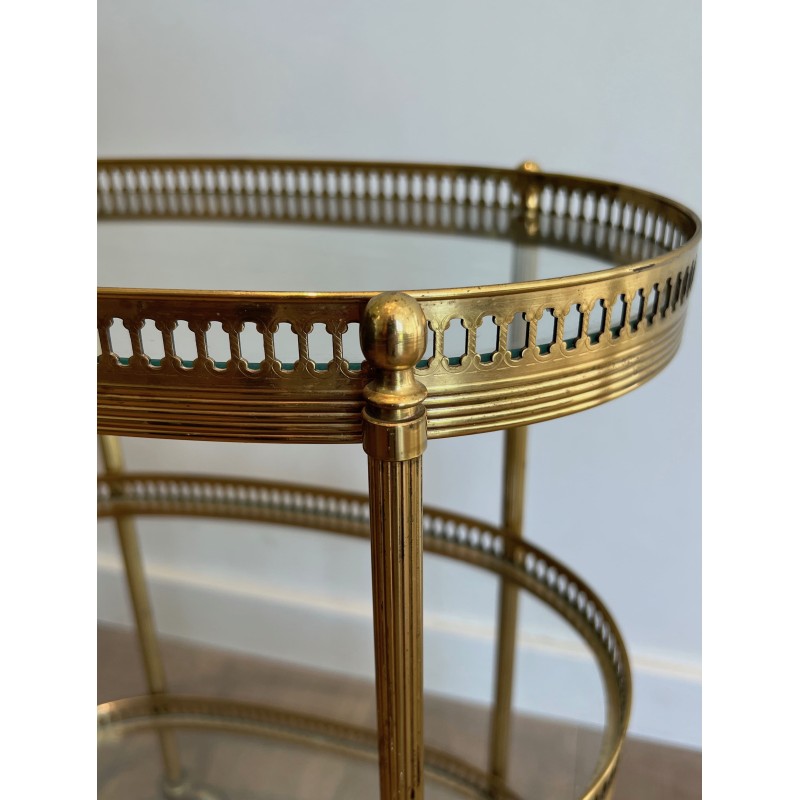 Table Roulante Ovale en Laiton Doré à Trois Plateaux de Ve | Maison Barrois