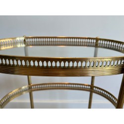 Table Roulante Ovale en Laiton Doré à Trois Plateaux de Ve | Maison Barrois
