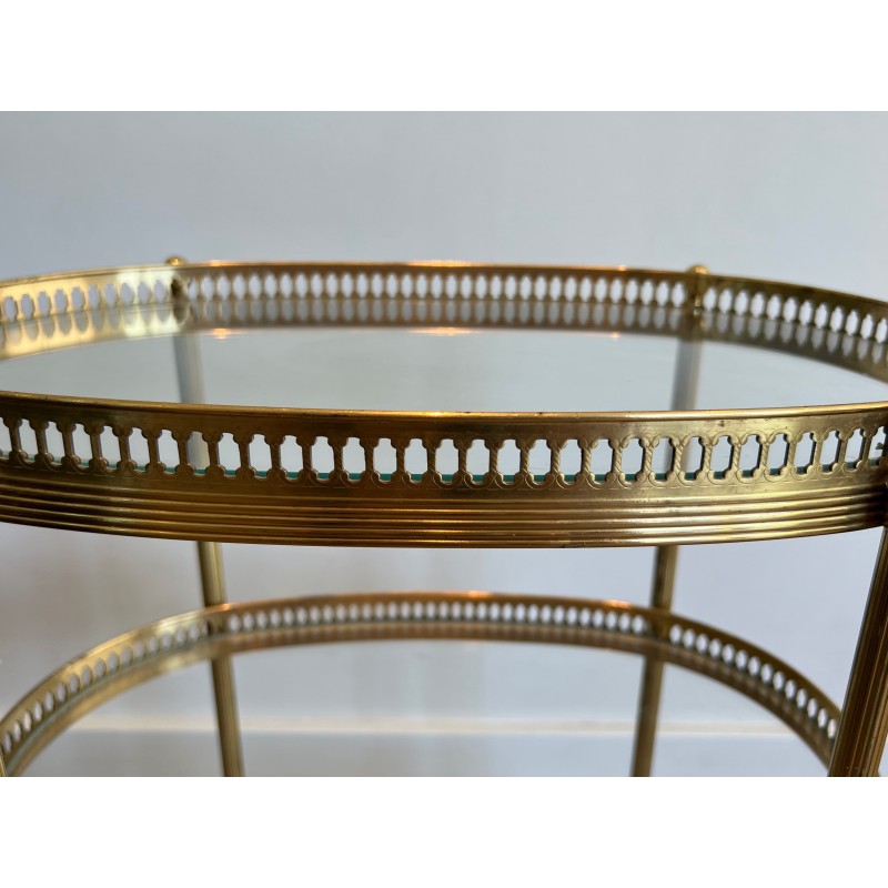 Table Roulante Ovale en Laiton Doré à Trois Plateaux de Ve | Maison Barrois