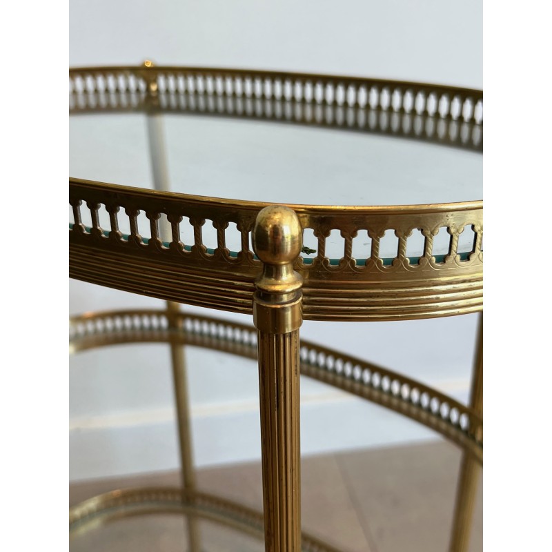 Table Roulante Ovale en Laiton Doré à Trois Plateaux de Ve | Maison Barrois