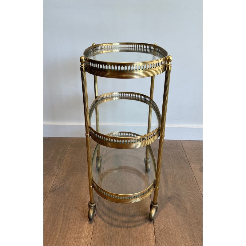 Table Roulante Ovale en Laiton Doré à Trois Plateaux de Ve | Maison Barrois