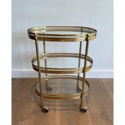 Table Roulante Ovale en Laiton Doré à Trois Plateaux de Ve | Maison Barrois
