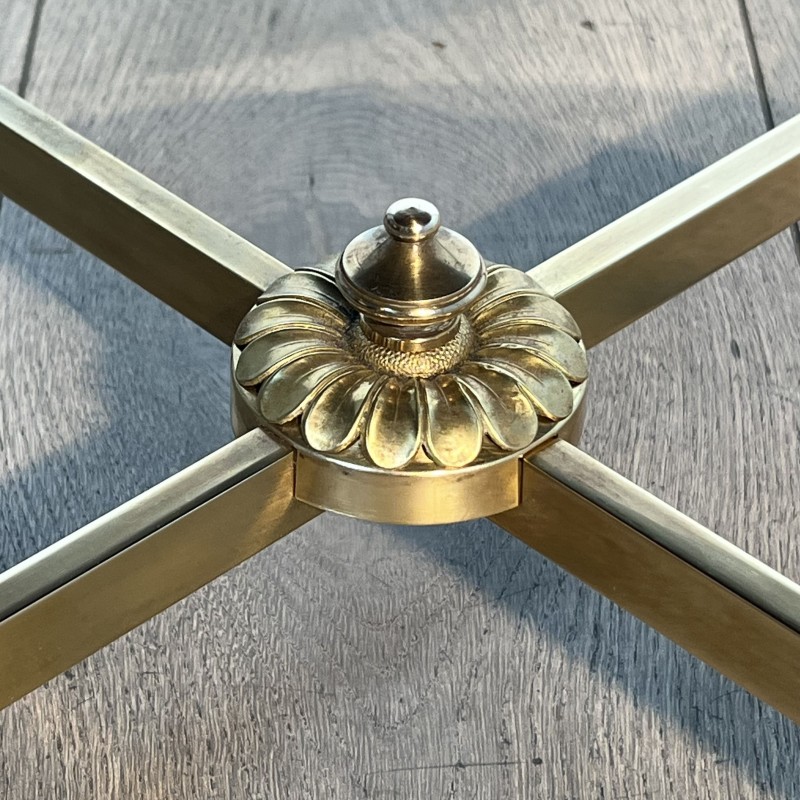 Round Neoclassical Brass Coffee Table with Openwork Galler | Maison Barrois