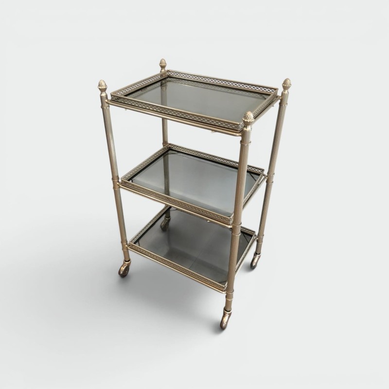 Three-Tier Stand in Silvered Metal with Openwork Galleries | Maison Barrois