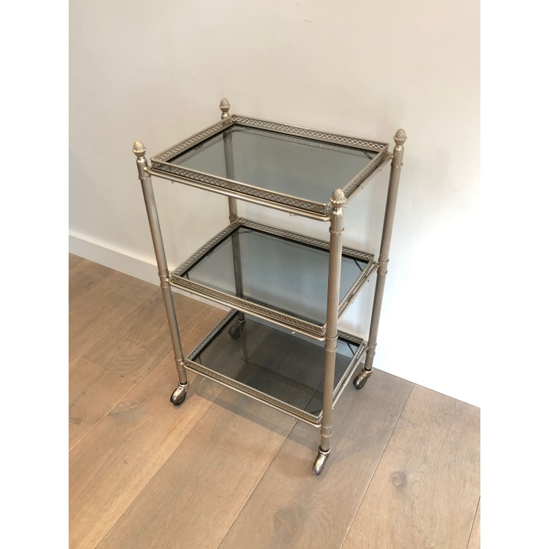 Three-Tier Stand in Silvered Metal with Openwork Galleries | Maison Barrois