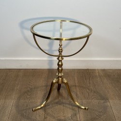 Tripod Pedestal Table in Brass with a Glass Top and a Balu | Maison Barrois