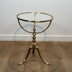 Tripod Pedestal Table in Brass with a Glass Top and a Balu | Maison Barrois