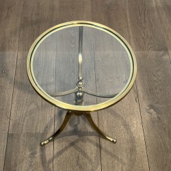 Guéridon Tripode en Laiton à Plateau de Verre et Fût Balus | Maison Barrois