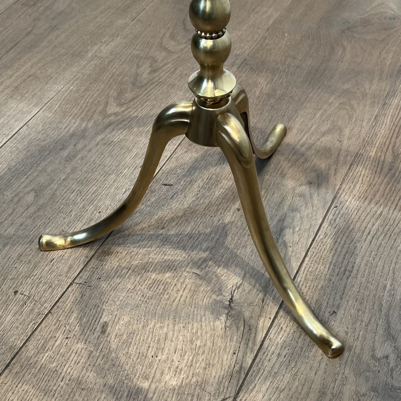 Tripod Pedestal Table in Brass with a Glass Top and a Balu | Maison Barrois
