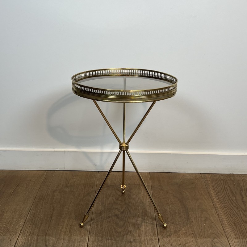 Guéridon Tripode en Laiton à Plateau de Verre, Galerie Ajo | Maison Barrois