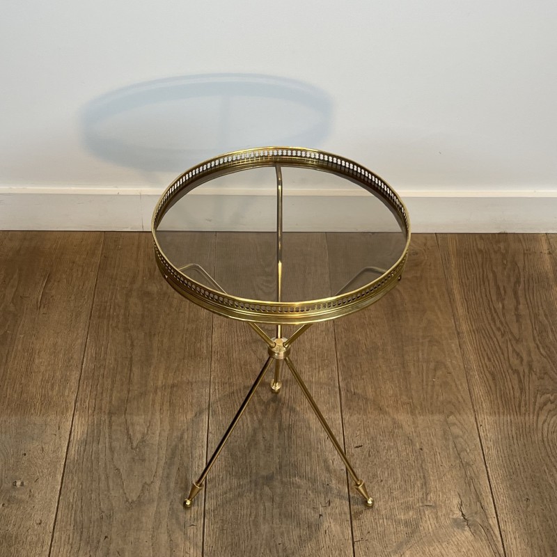 Guéridon Tripode en Laiton à Plateau de Verre, Galerie Ajo | Maison Barrois