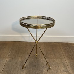 Guéridon Tripode en Laiton à Plateau de Verre, Galerie Ajo | Maison Barrois