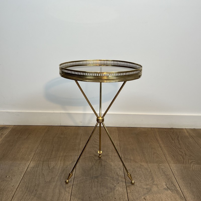 Guéridon Tripode en Laiton à Plateau de Verre, Galerie Ajo | Maison Barrois