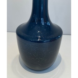 Lampe de Table en Verre Soufflé Bleu, Travail Français ou Italien, vers 1970
